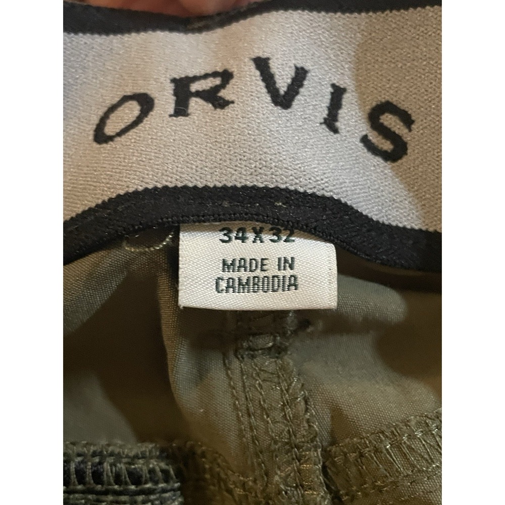Orvis Mens Tech Performance Pants 34x32 Olive Brown Stretch Hiking Fishing - Picture 6 of 9
